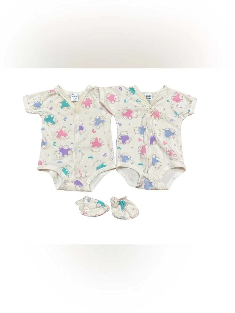 Vintage 90s Baby Girl One Piece Bodysuit Bundle 0-6 Months Bears Floral Sheep